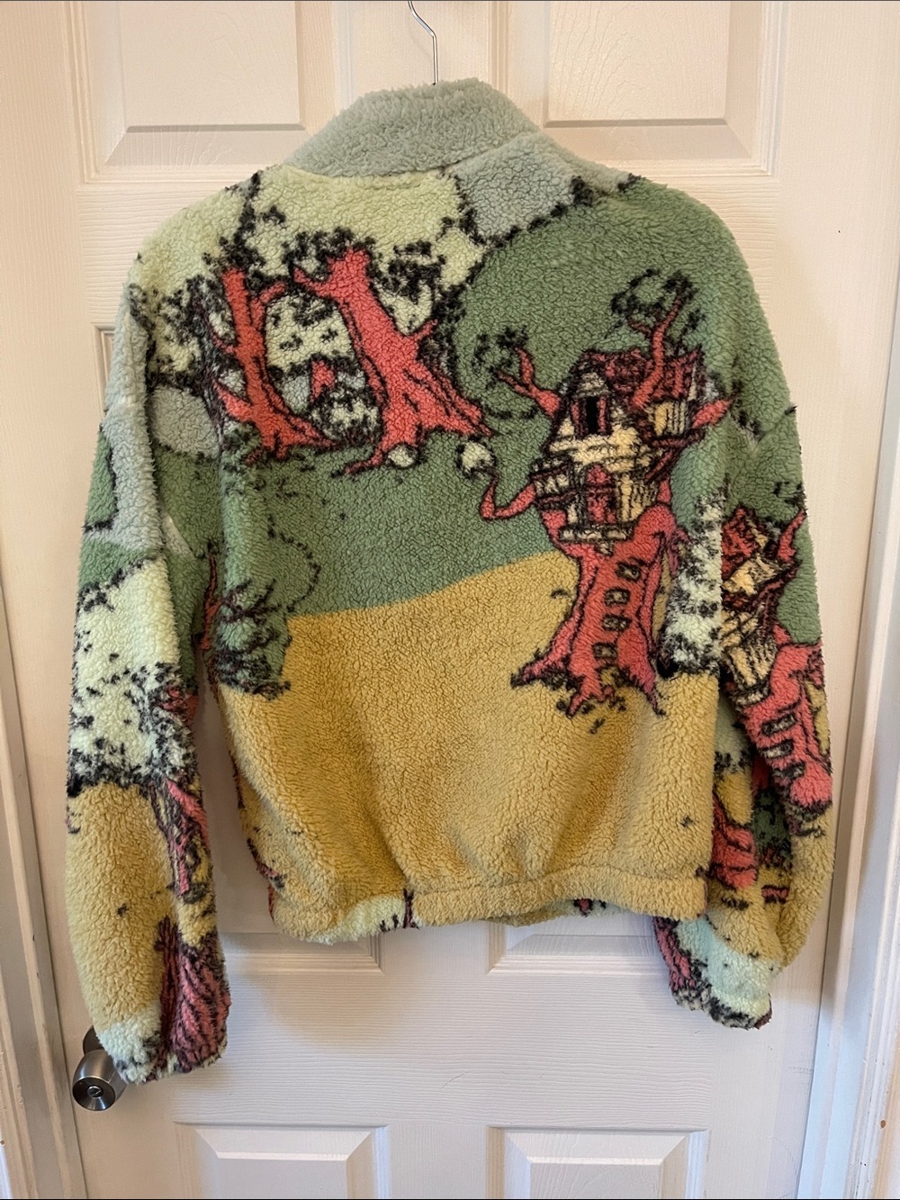 Disney Pooh Oversized Sherpa Quarter-Zip Sweater in Green, Yellow, Pink - Picture 3 of 9